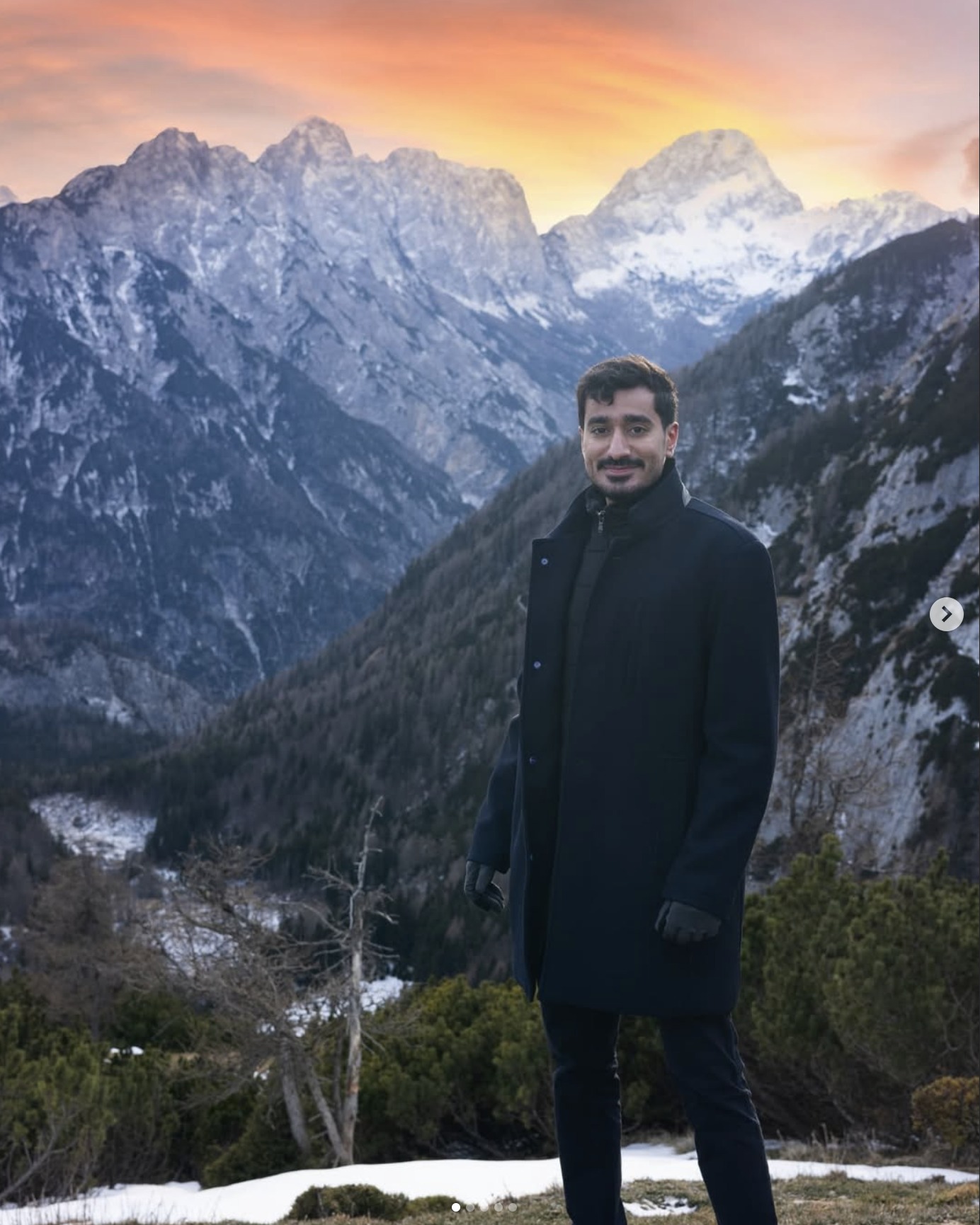 Khaled at the Vršič Pass at sunset