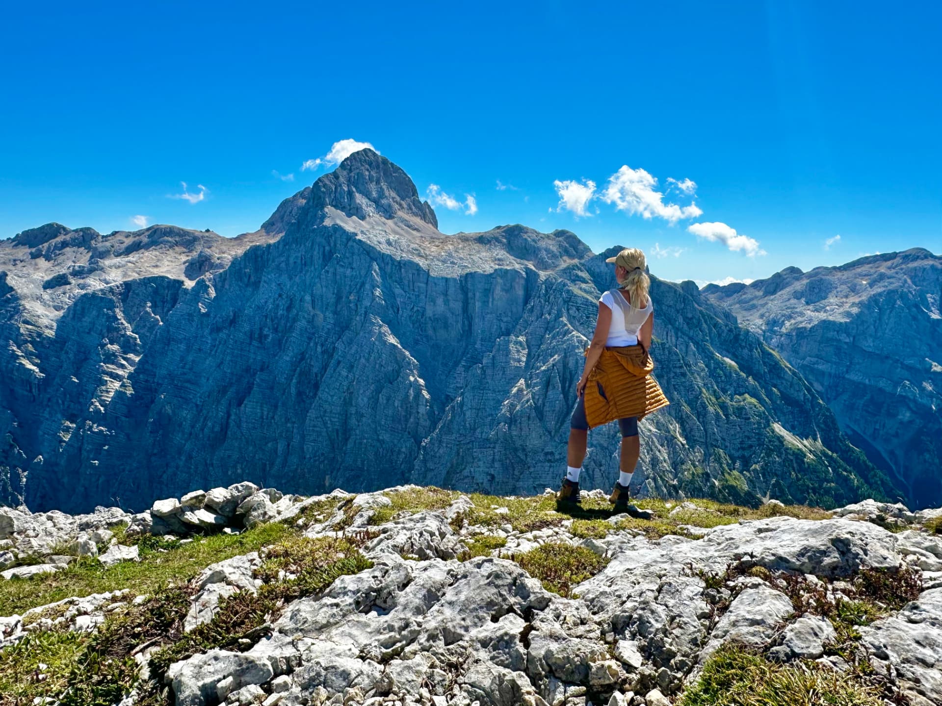 Alpine peaks and a glacial lake in Triglav National Park, Slovenia