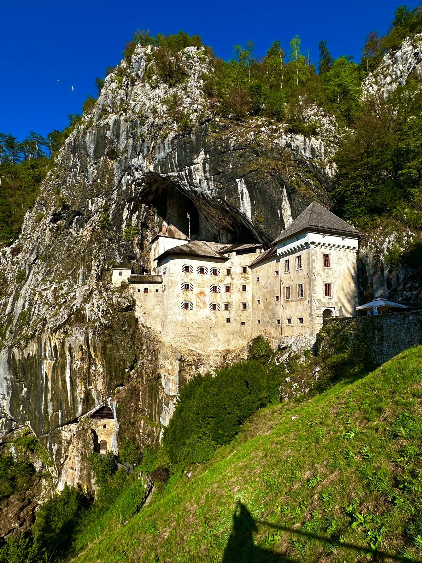 Predjama Castle built into a cliff face near Postojna