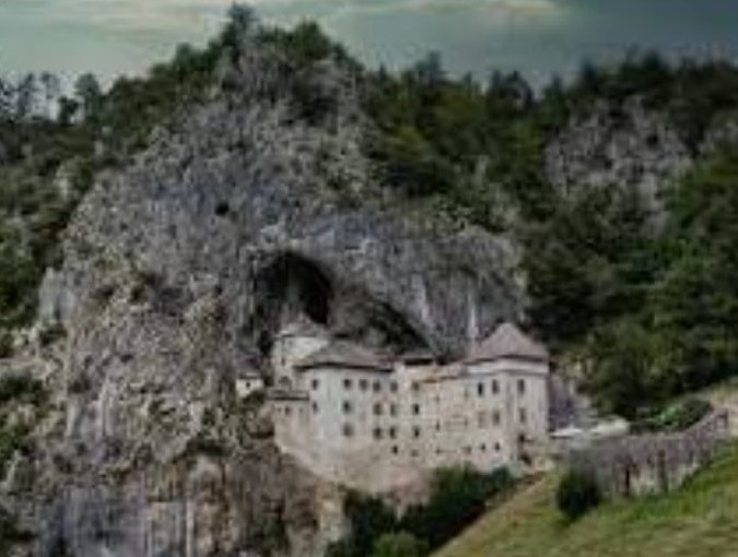 Predjama Castle built into a cliff face near Postojna